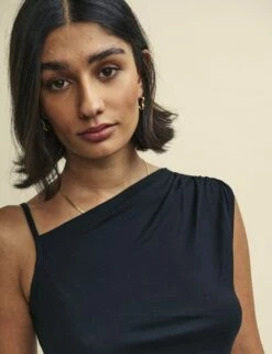 Black Asymmetric Sleeveless Top -UK Clothing Sales t240699blk dt