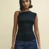 Black Asymmetric Sleeveless Top -UK Clothing Sales t240699blk sm