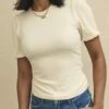 Cream Puff Sleeve Jersey Top -UK Clothing Sales t241172crm dt 1